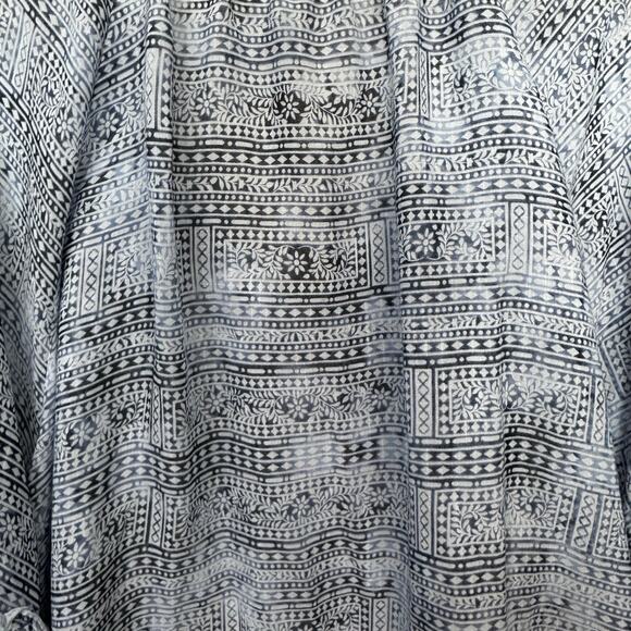 Catherines Womens Top 3X Blouse Blue Tasseled Floral Embroidered Boho Peasant - Picture 6 of 7